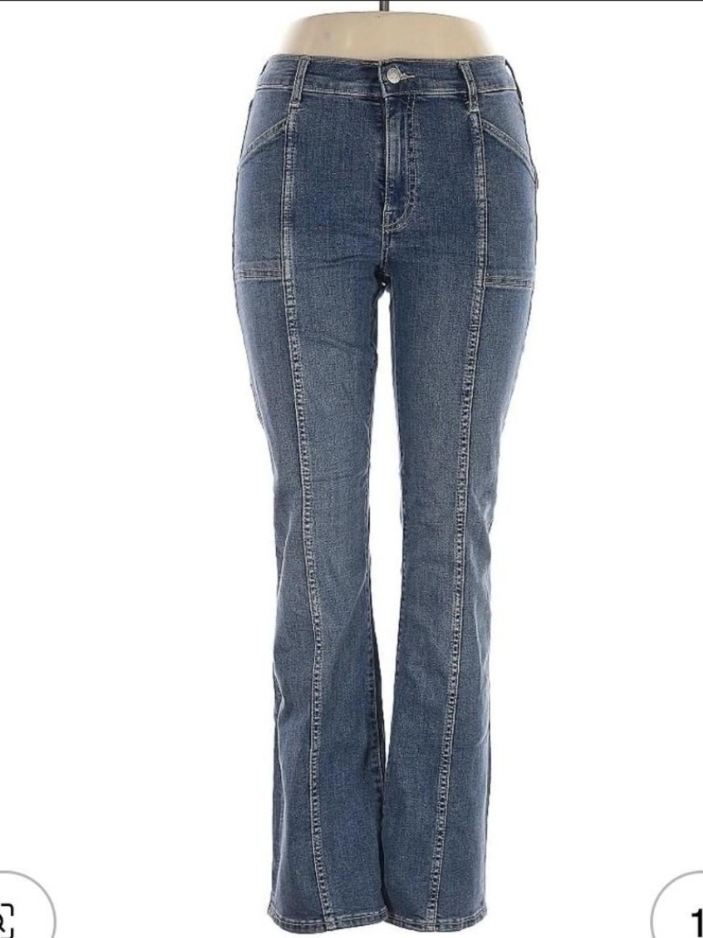 GAP Women's Mid Blue Panel Seam Flare Jeans